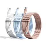 SCIGOLD silicone USB-C cables in Cream White, Baby Blue and Nude Pink