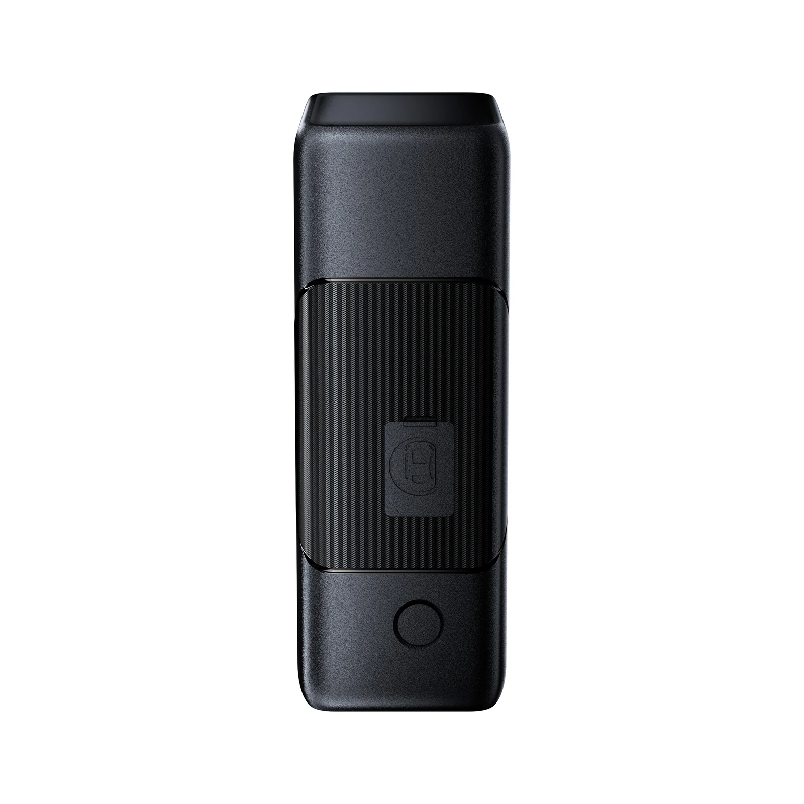The narrow end of the SCIGOLD BK5300 seen from slightly above, with the car-icon safety cap and the round button